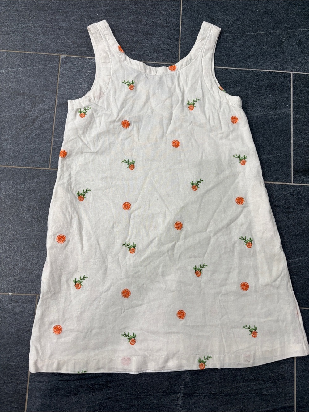 White Sundress with Embroidered Orange Print